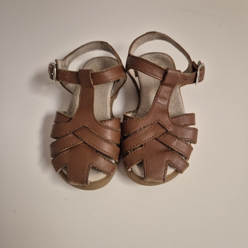 La Coqueta Tan Fisherman Kids Sandals Sz 24/ US 8